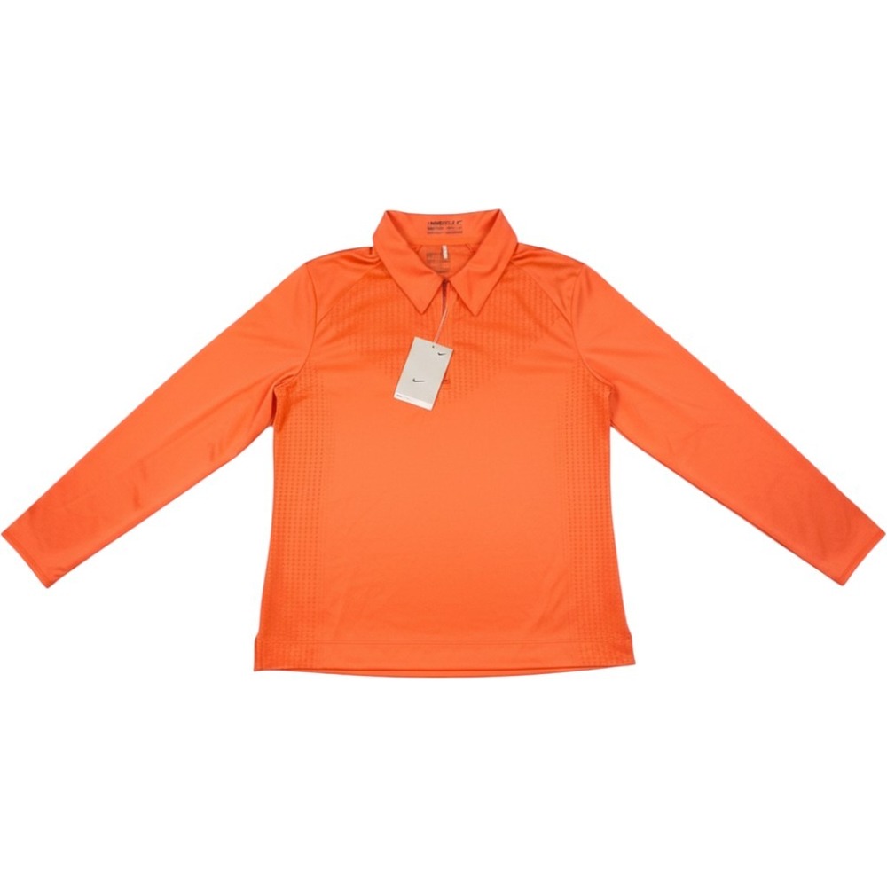 Nike Golf Womens Fit Dry Quarter Zip Long Sleeve Polo Orange 256831 Size M NWT